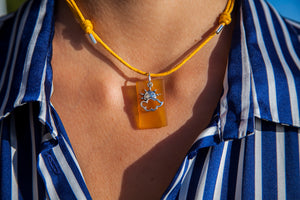 Rectangular beach glass necklace