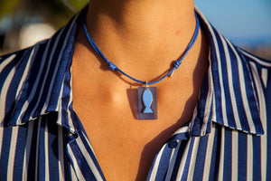 Rectangular beach glass fish necklace