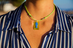 Load image into Gallery viewer, Rectangular beach glass fish necklace
