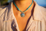 Load image into Gallery viewer, Round beach glass fish necklace
