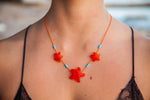 Load image into Gallery viewer, Three starfish beach glass necklace
