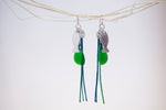 Load image into Gallery viewer, Beach glass long tassel earrings
