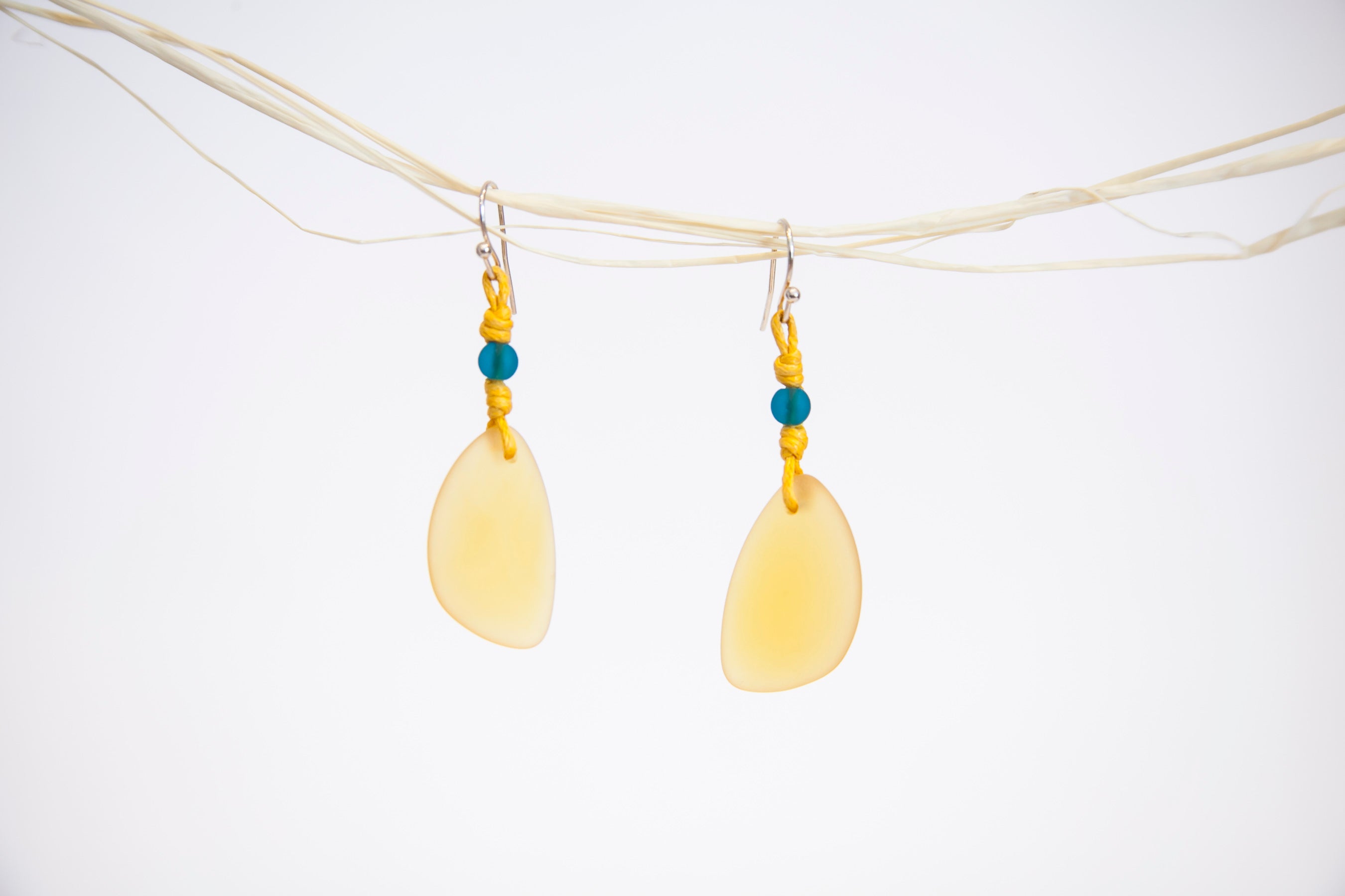 Beach glass triangle earrings