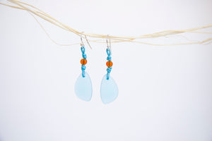 Beach glass triangle earrings