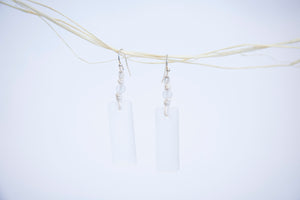 Puff rectangular beach glass earrings