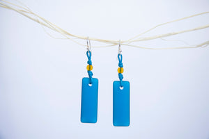 Puff rectangular beach glass earrings