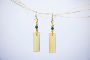 Puff rectangular beach glass earrings