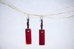 Load image into Gallery viewer, Puff rectangular beach glass earrings
