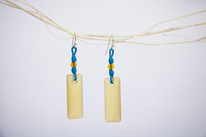 Puff rectangular beach glass earrings