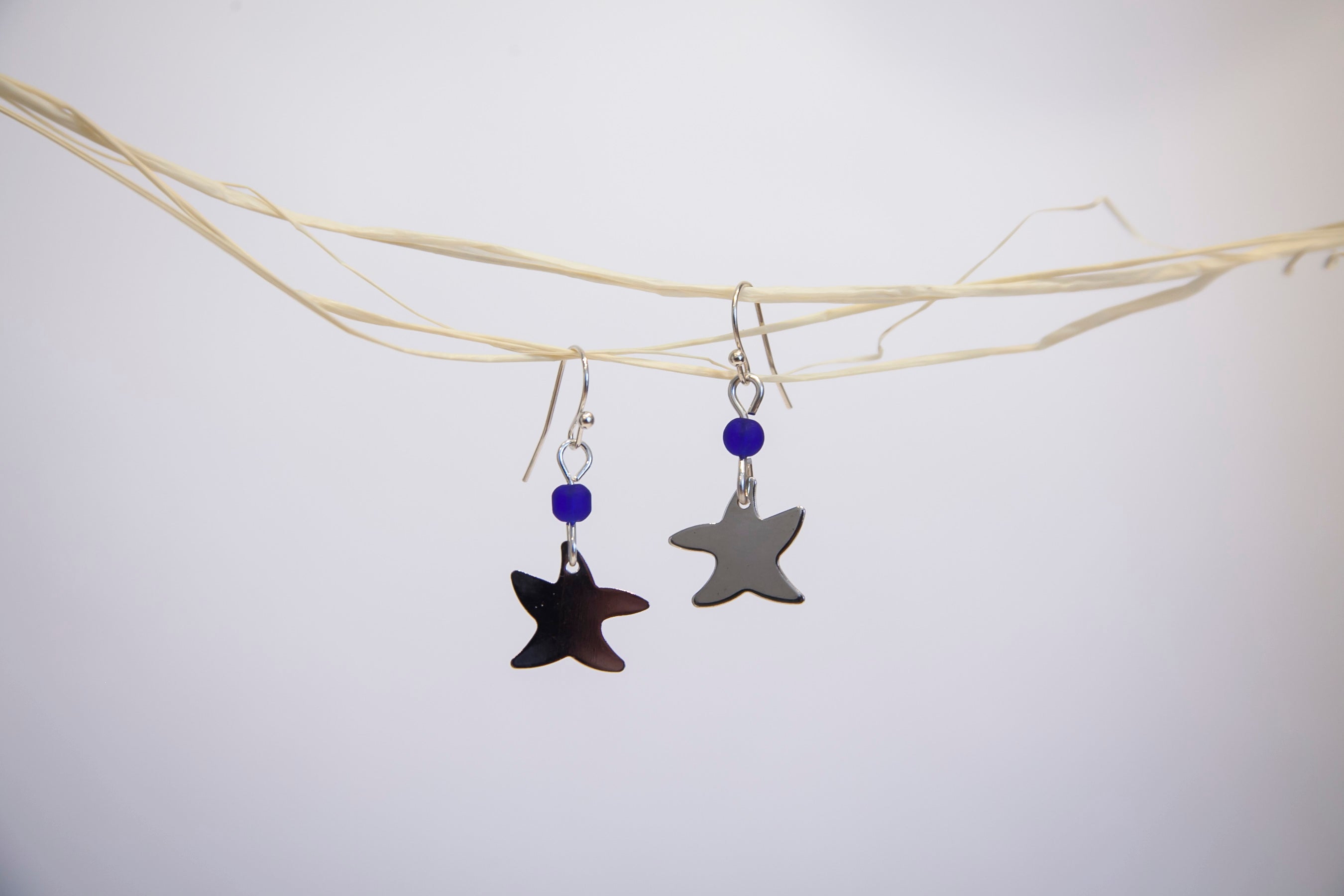 Starfish beach glass earrings