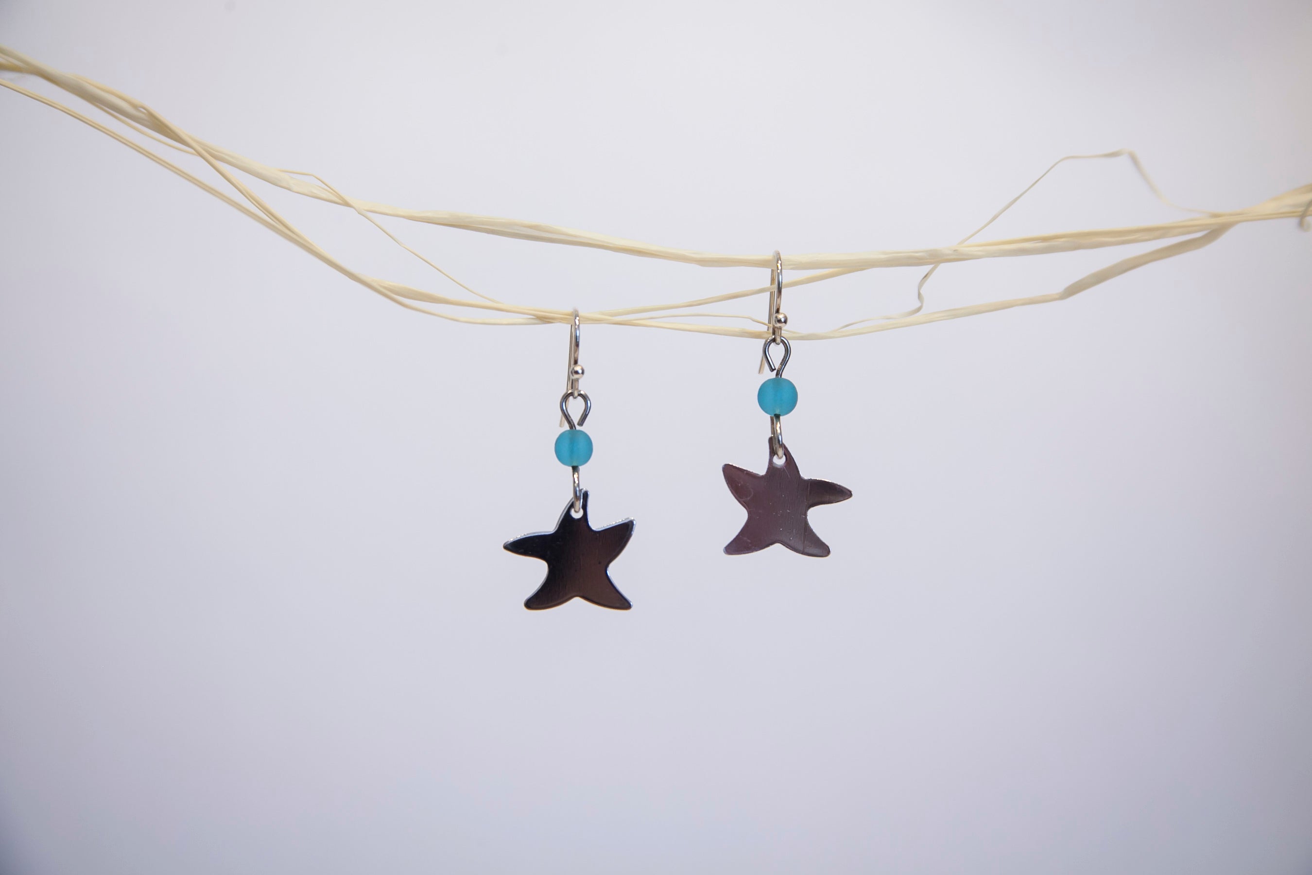 Starfish beach glass earrings