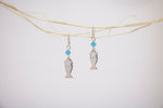 Load image into Gallery viewer, Fish and starfish beach glass earrings
