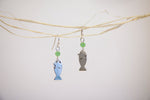 Load image into Gallery viewer, Fish and starfish beach glass earrings
