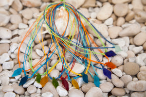 Conch shell beach glass necklace