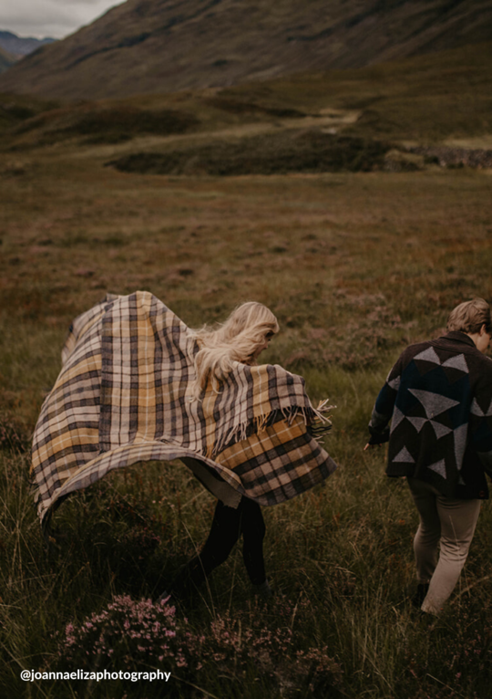 Recycled Wool Blanket in Buchanan Natural Tartan