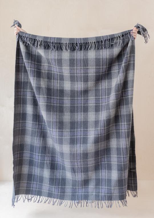 Recycled Wool Blanket in Persevere Flint Grey Tartan