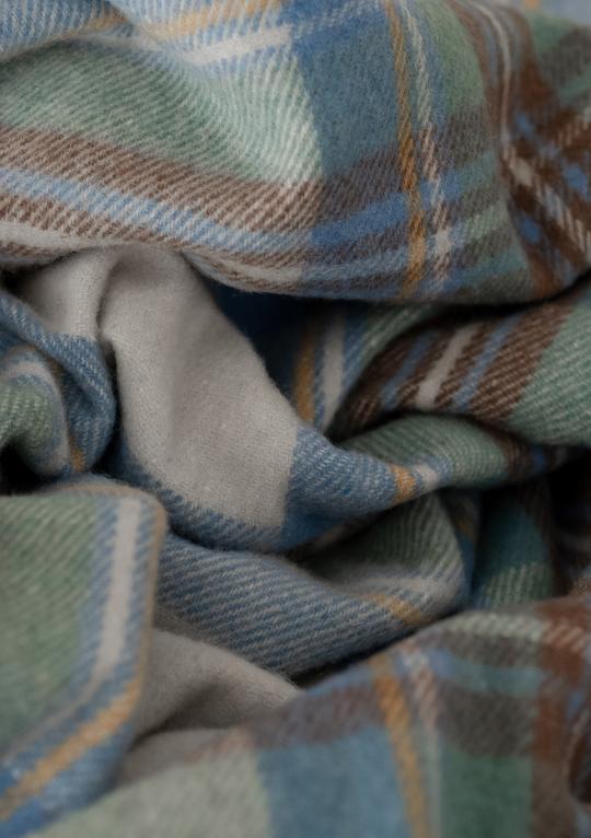 Recycled Wool Blanket in Stewart Muted Blue Tartan